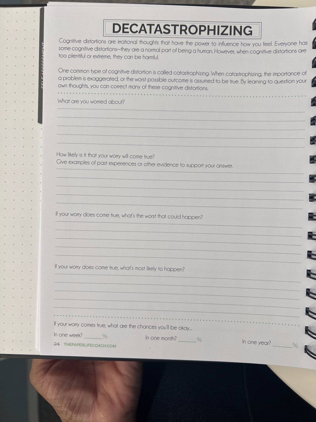 Decatastrophizing worksheet inside The Paper Life Coach