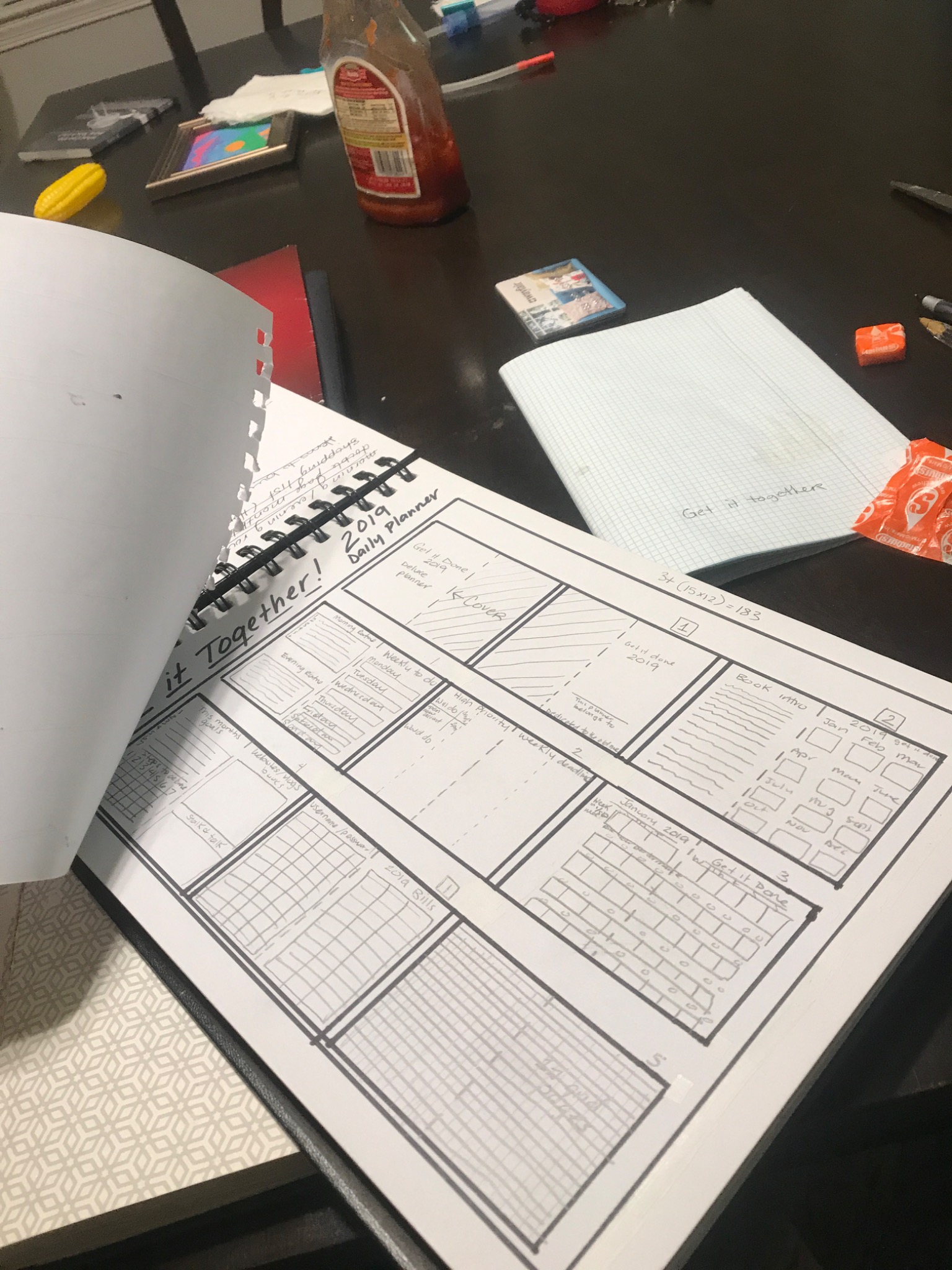 Erikka Young's detailed hand-drawn 2019 daily planner specification